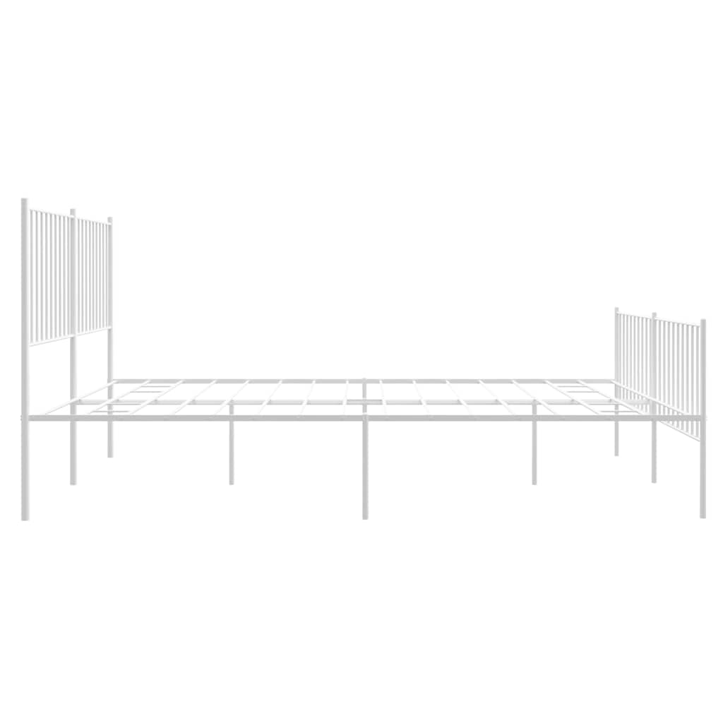Metal Bed Frame without Mattress with Footboard White 150x200 cm