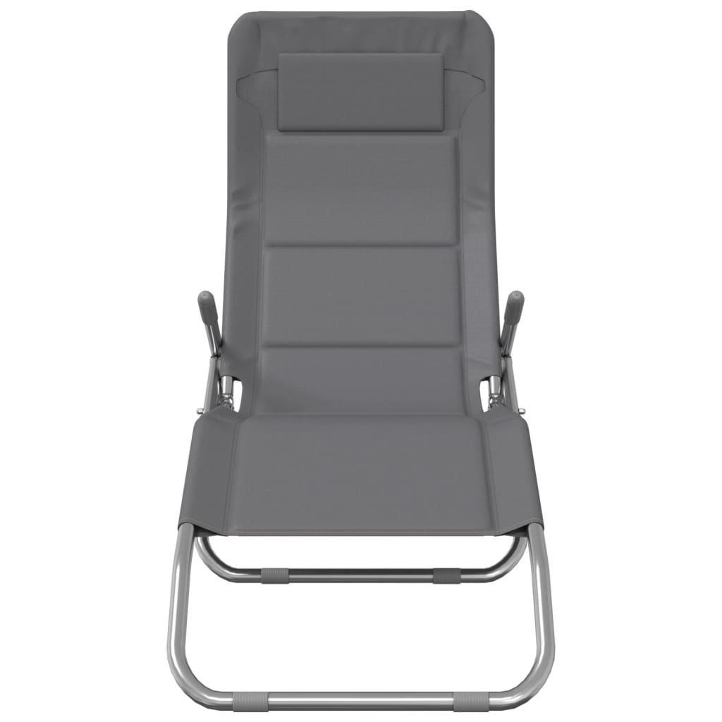 Folding Sun Loungers 2 pcs Grey Textilene and Powder-coated Steel