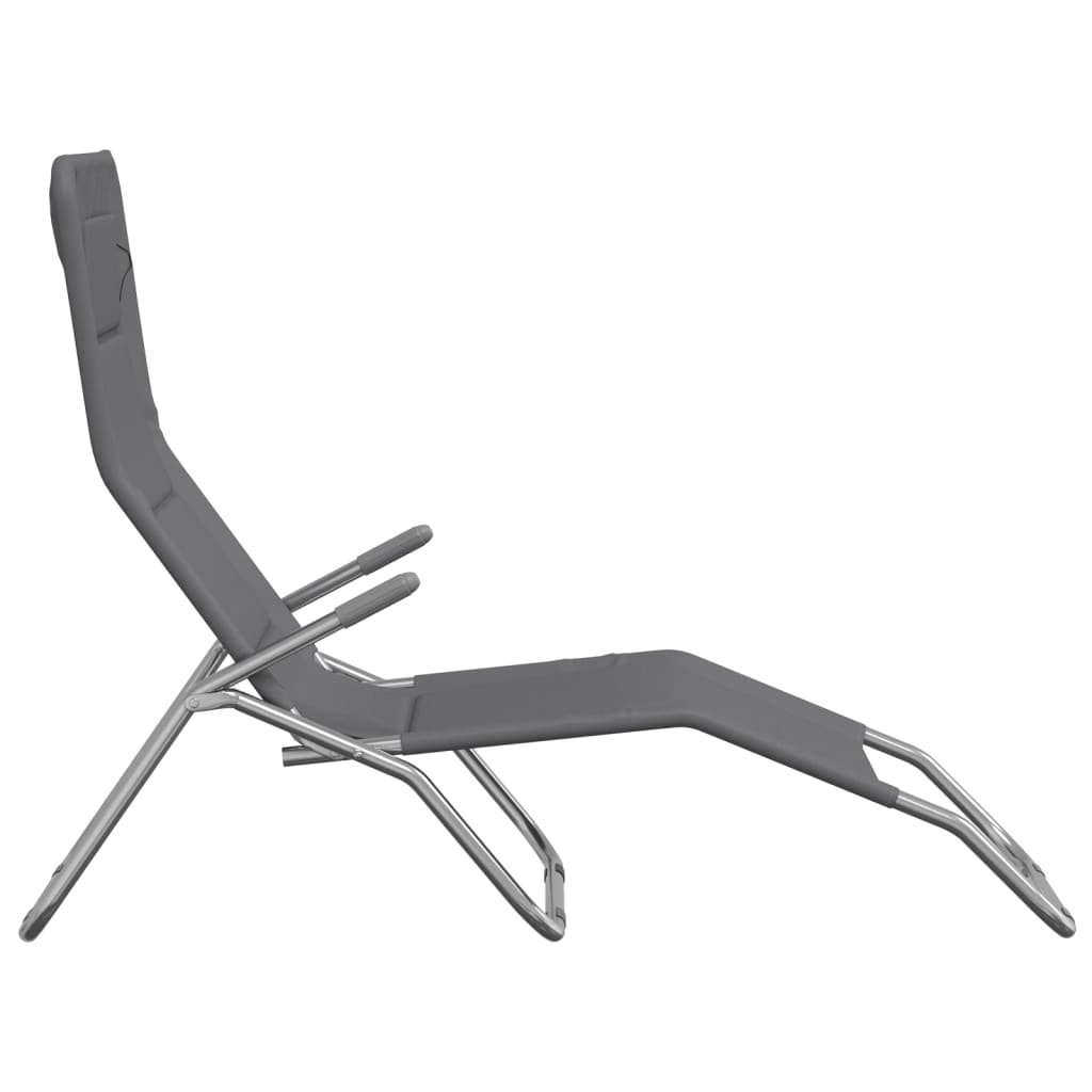 Folding Sun Loungers 2 pcs Grey Textilene and Powder-coated Steel