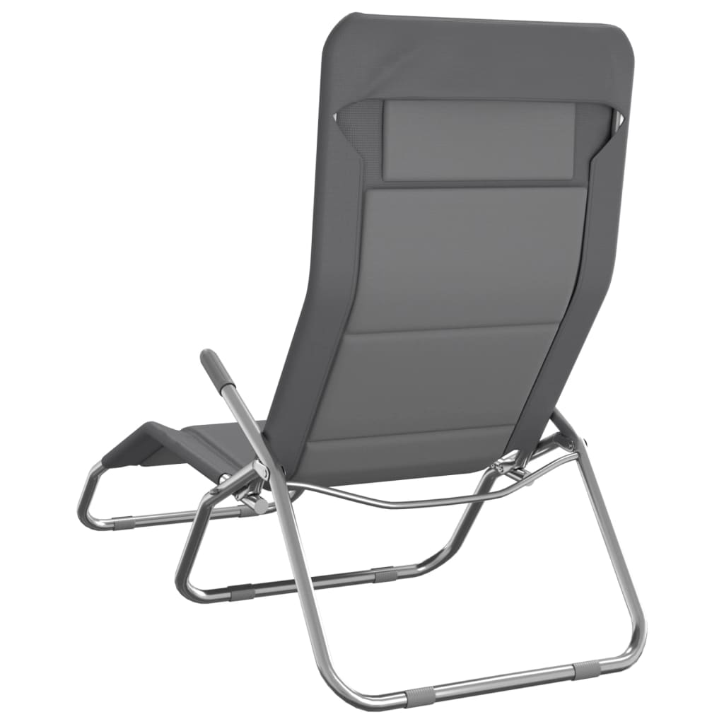 Folding Sun Loungers 2 pcs Grey Textilene and Powder-coated Steel