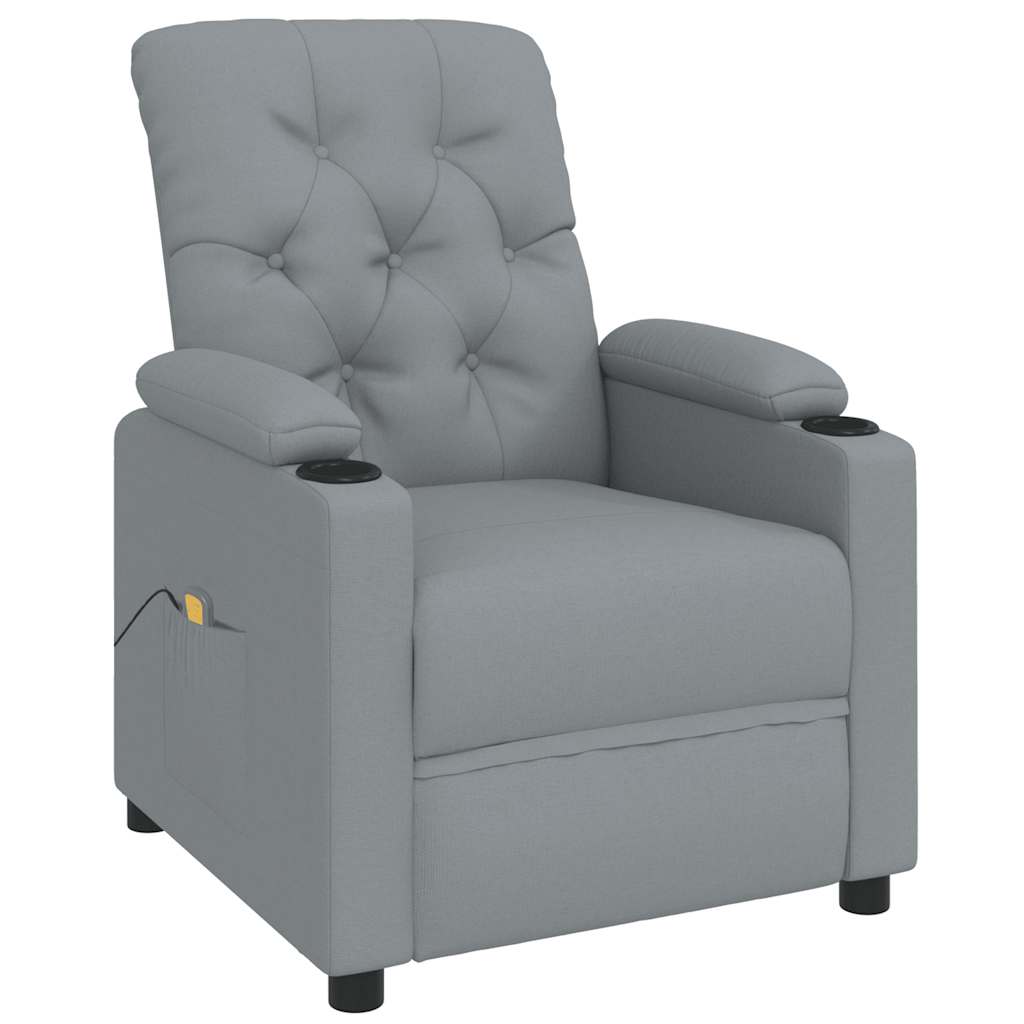 Massage Recliner Chair Light Grey Fabric