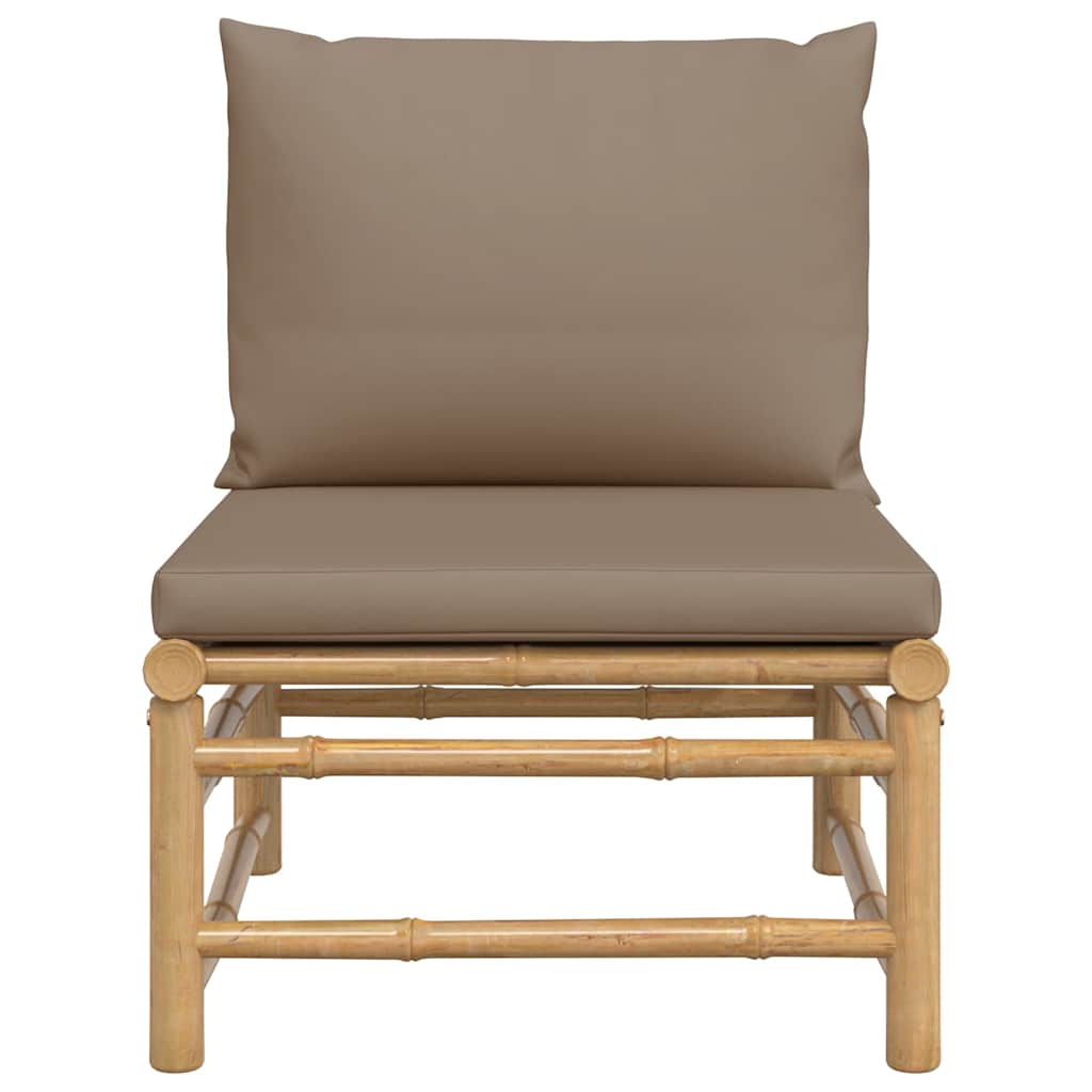 Garden Middle Sofa with Taupe Cushions Bamboo