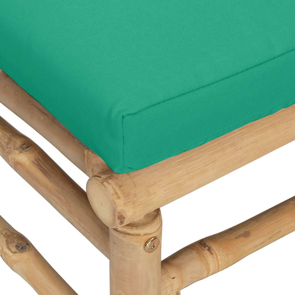 Garden Corner Sofa with Green Cushions Bamboo