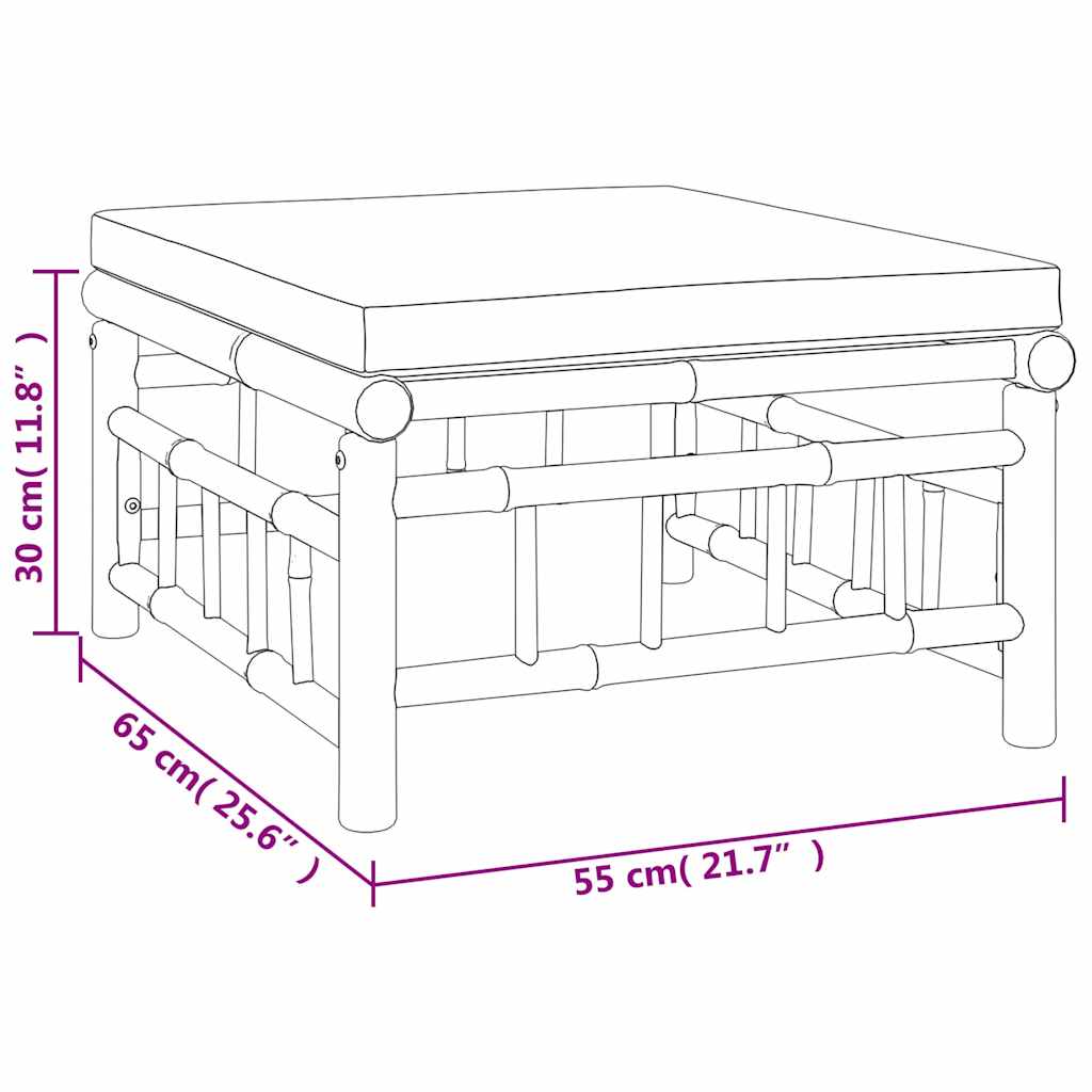 3 Piece Garden Lounge Set with Dark Grey Cushions Bamboo