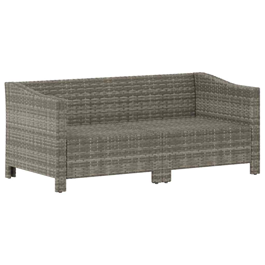 2 Piece Garden Lounge Set with Cushions Grey Poly Rattan