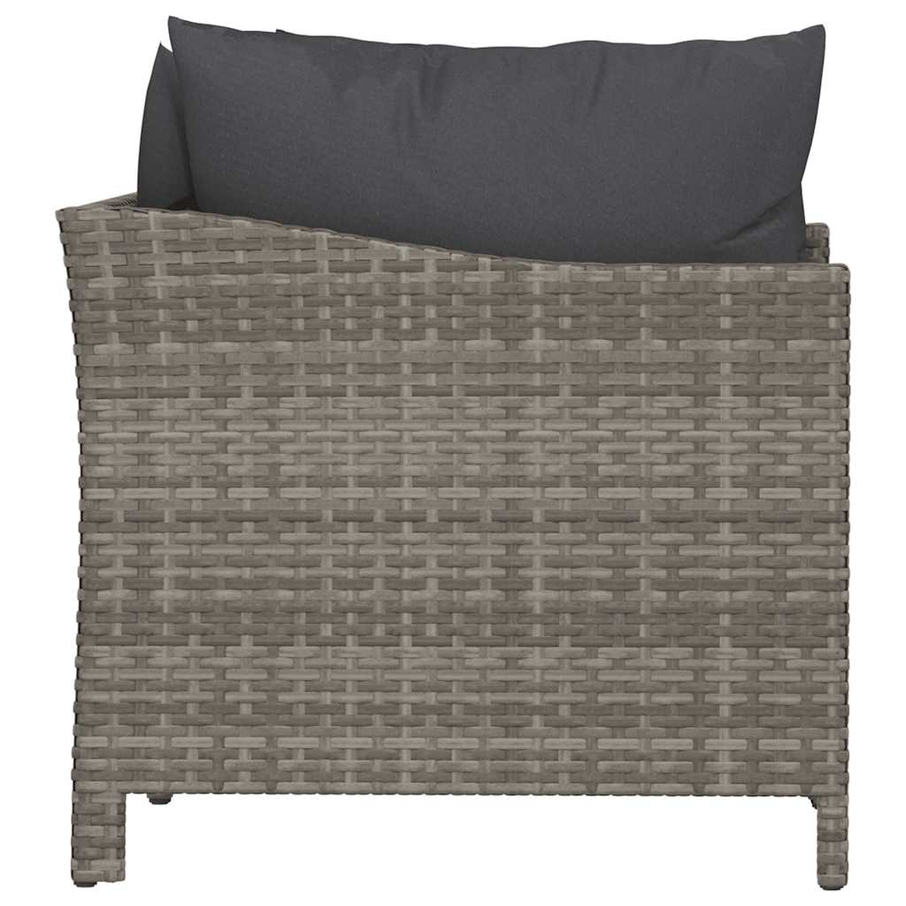 2 Piece Garden Lounge Set with Cushions Grey Poly Rattan