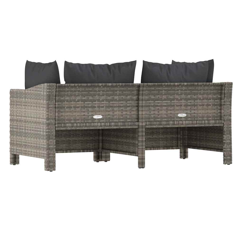 2 Piece Garden Lounge Set with Cushions Grey Poly Rattan