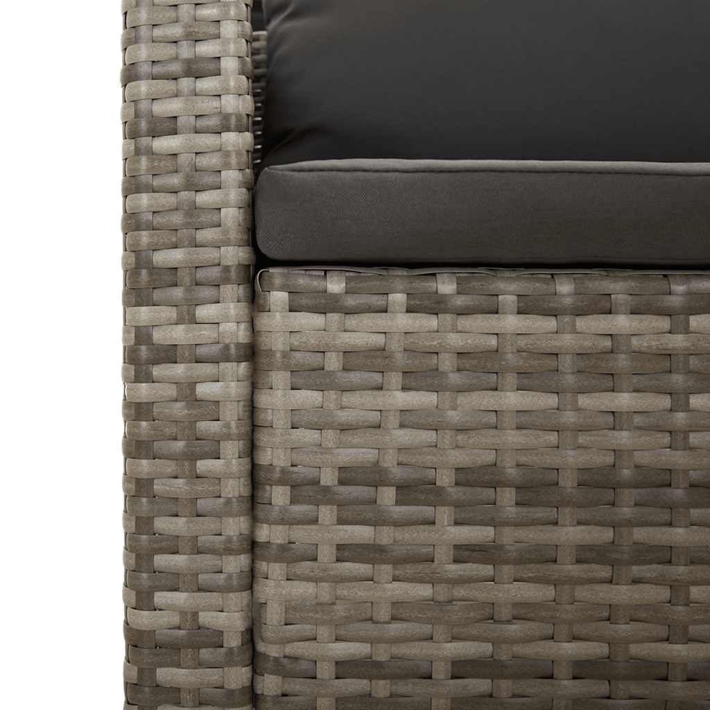2 Piece Garden Lounge Set with Cushions Grey Poly Rattan
