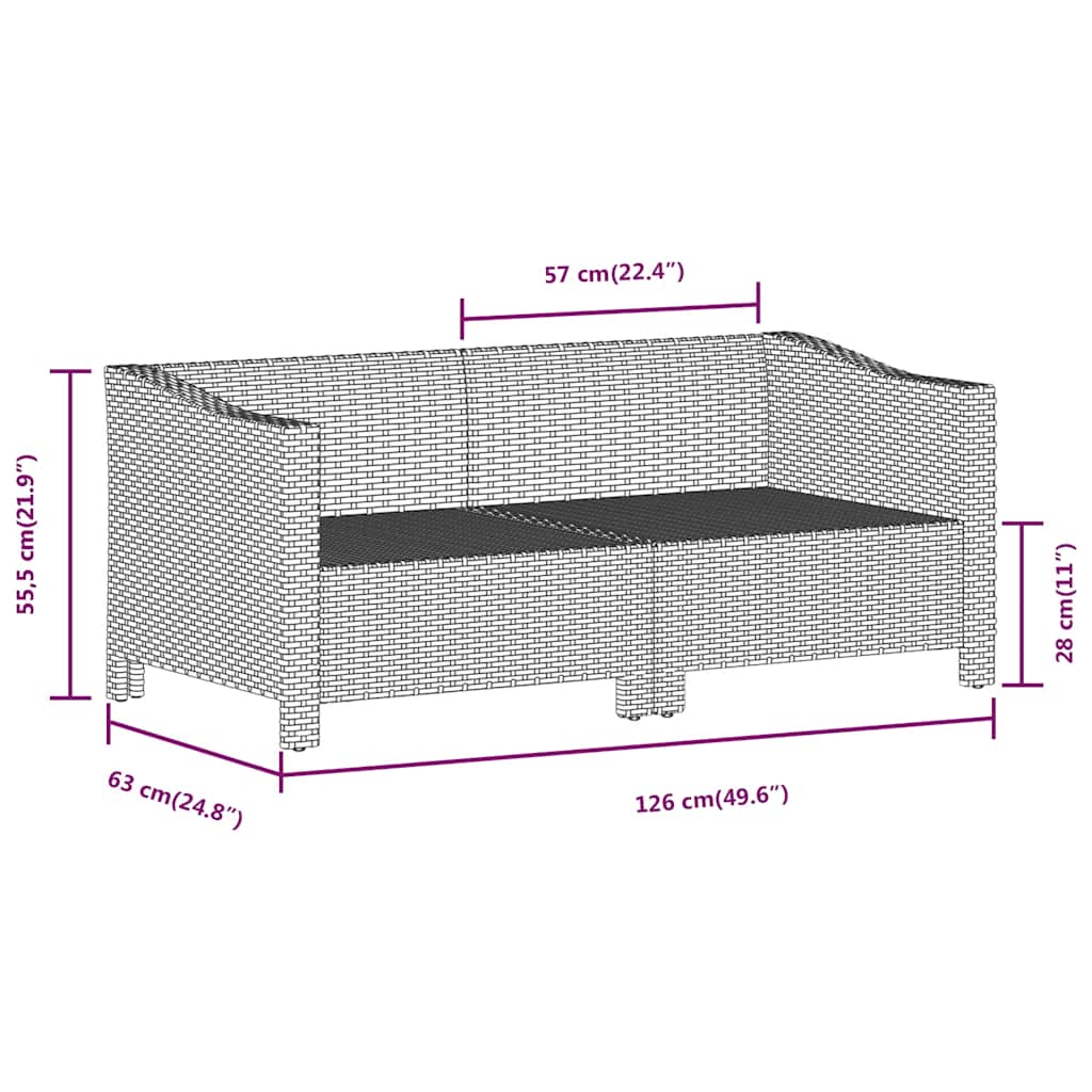 2 Piece Garden Lounge Set with Cushions Grey Poly Rattan