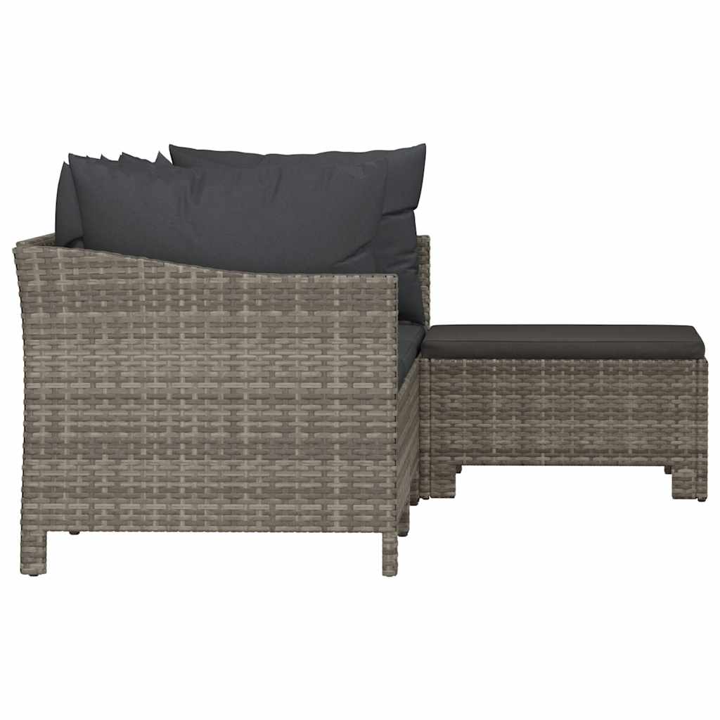 4 Piece Garden Lounge Set with Cushions Grey Poly Rattan