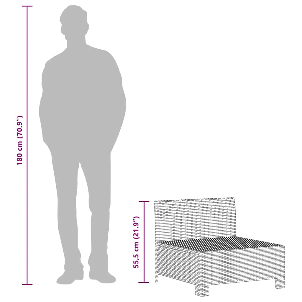 Garden Middle Sofa with Cushion Grey Poly Rattan