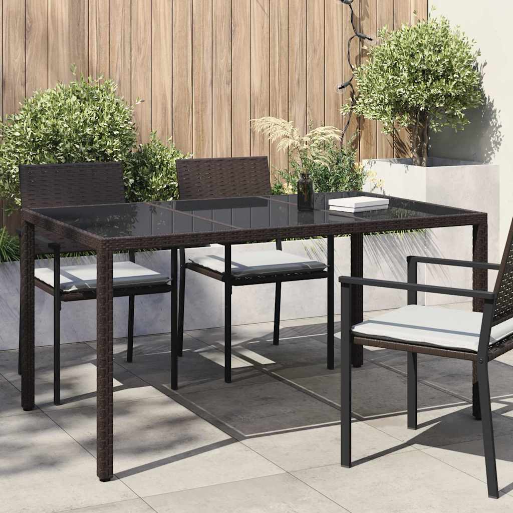 Garden Dining Table Brown 150 x 90 x 75 cm Poly rattan