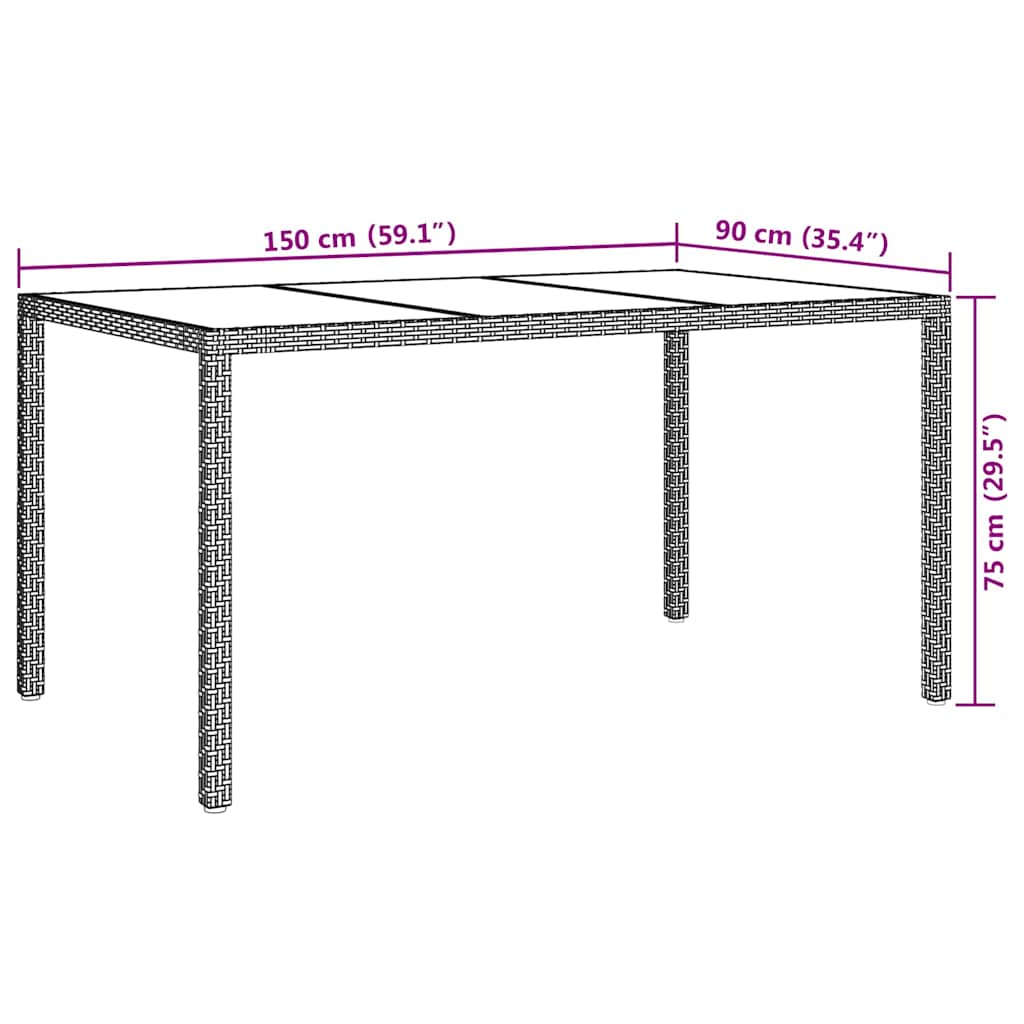 Garden Table Beige 150 x 90 x 75 cm Poly Rattan