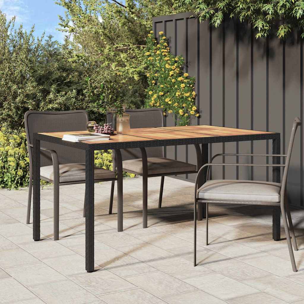 Garden Dining Table Black 150 x 90 x 75 cm Poly rattan