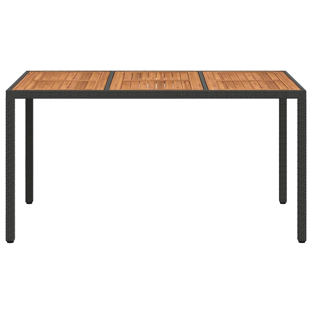 Garden Dining Table Black 150 x 90 x 75 cm Poly rattan