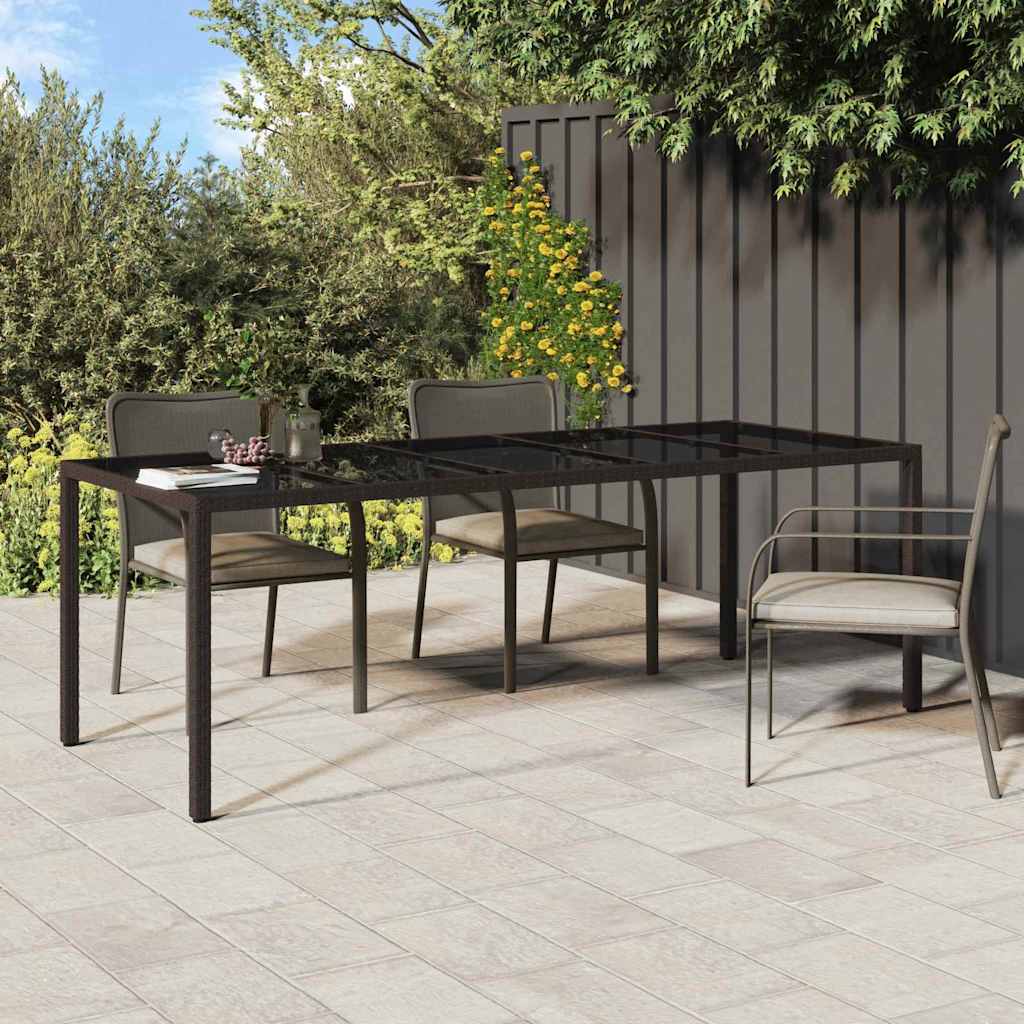 Garden Dining Table Brown 250 x 100 x 75 cm Poly rattan