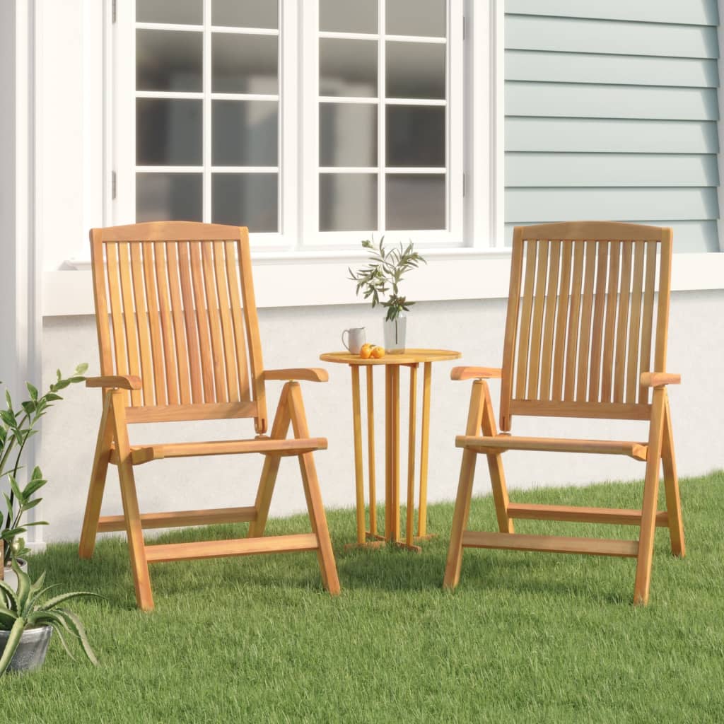 Reclining Folding Chairs 2 pcs Solid Wood Teak