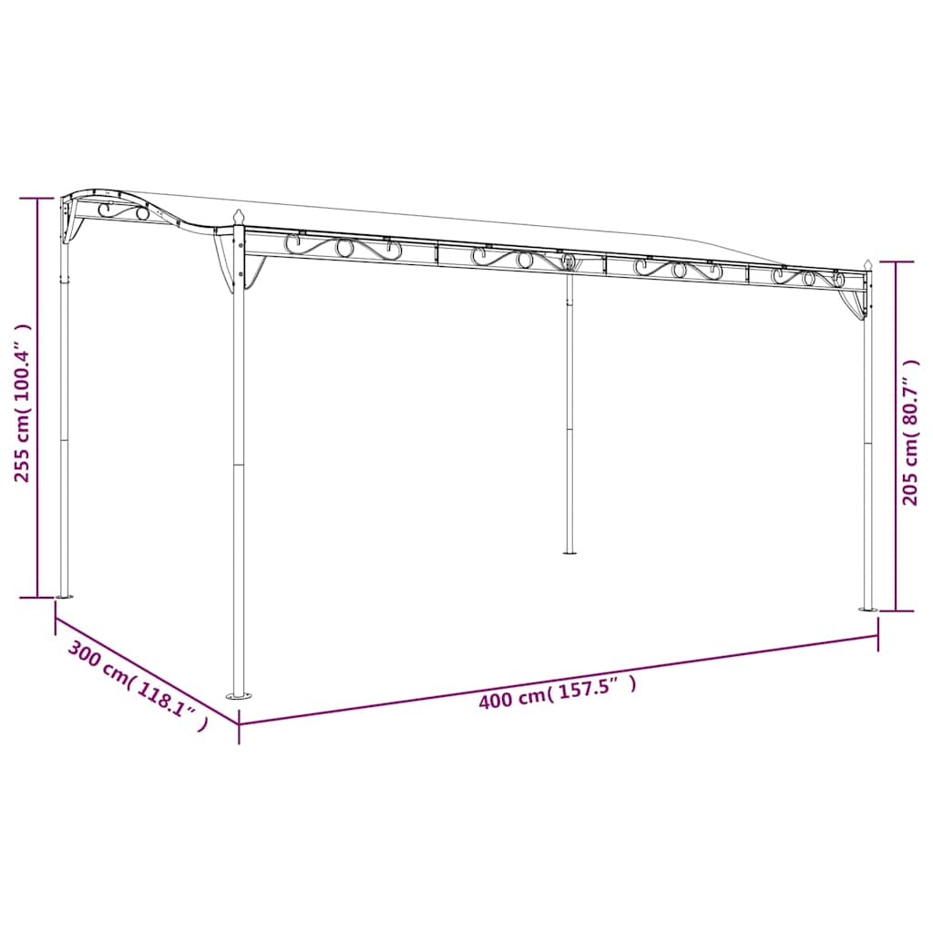 Canopy Cream 4x3 m 180 g/m² Fabric and Steel