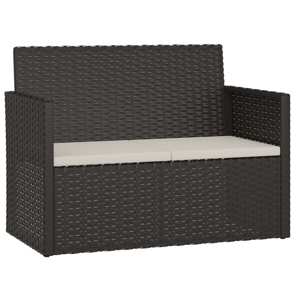 Garden Bench with Cushions Black 105 cm Poly Rattan