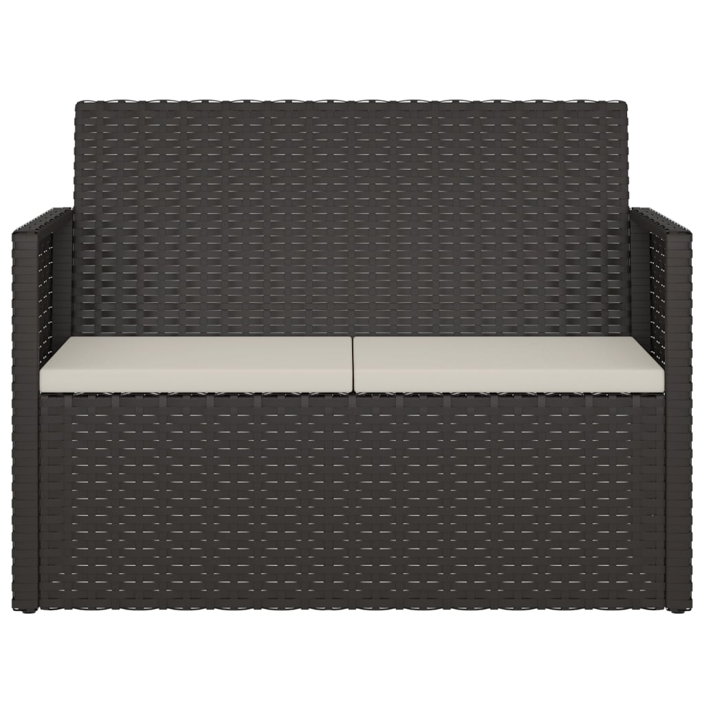 Garden Bench with Cushions Black 105 cm Poly Rattan