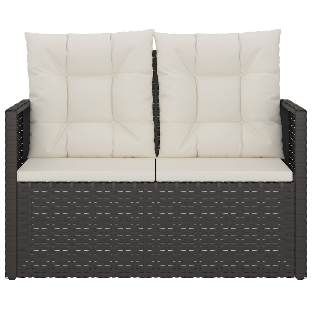 Garden Bench with Cushions Black 105 cm Poly Rattan