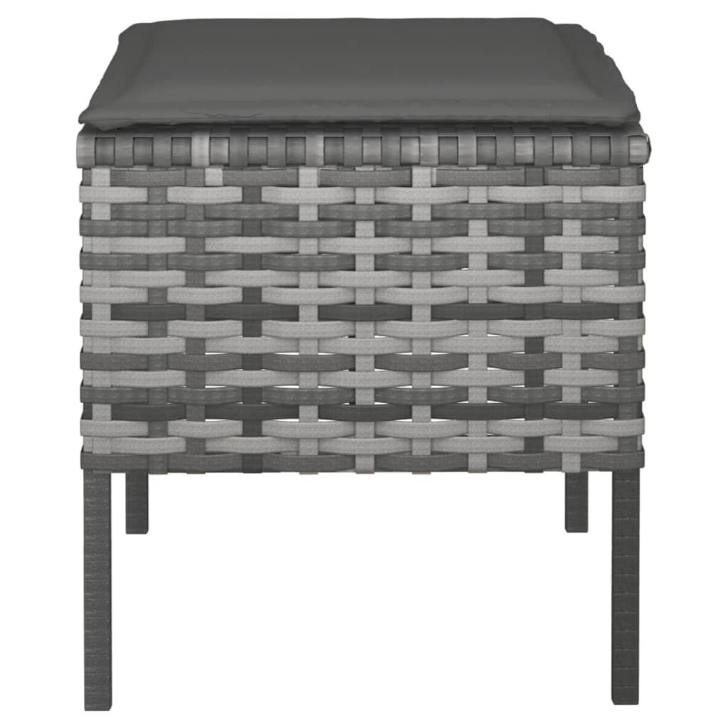 Garden Footstools with Cushions 4 pcs Grey Poly Rattan