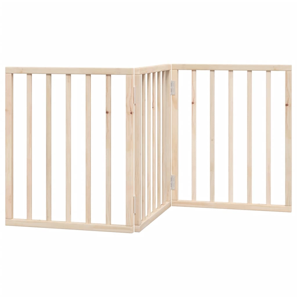 Dog Gate Foldable 3 Panels 150 cm Poplar Wood