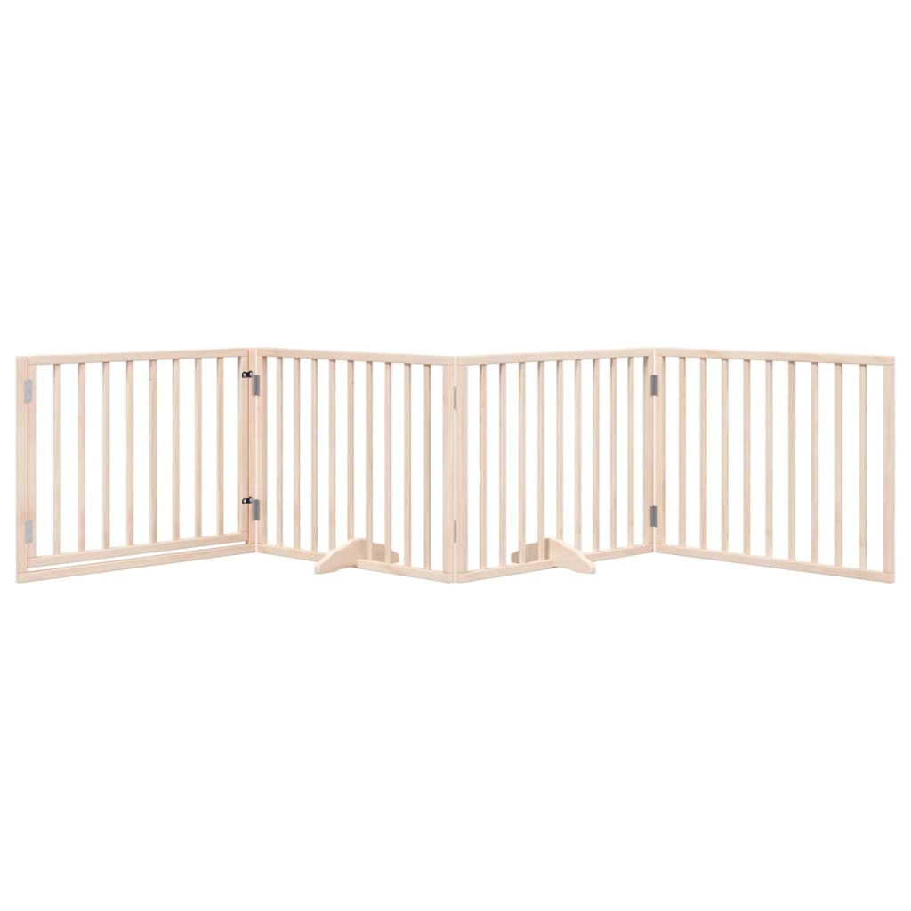 Dog Gate with Door Foldable 4 Panels 320 cm Poplar Wood