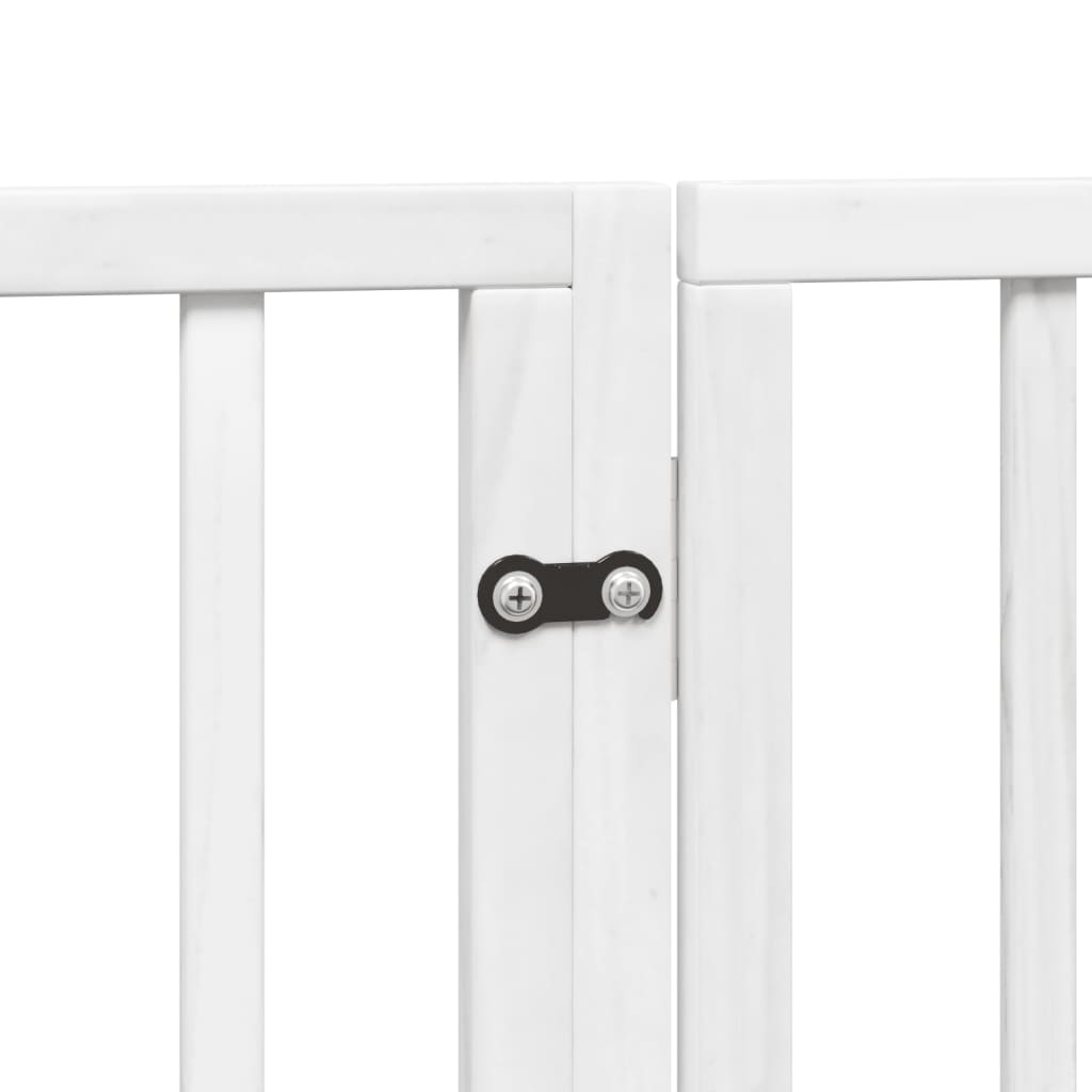 Dog Gate with Door Foldable 6 Panels White 300 cm Poplar Wood