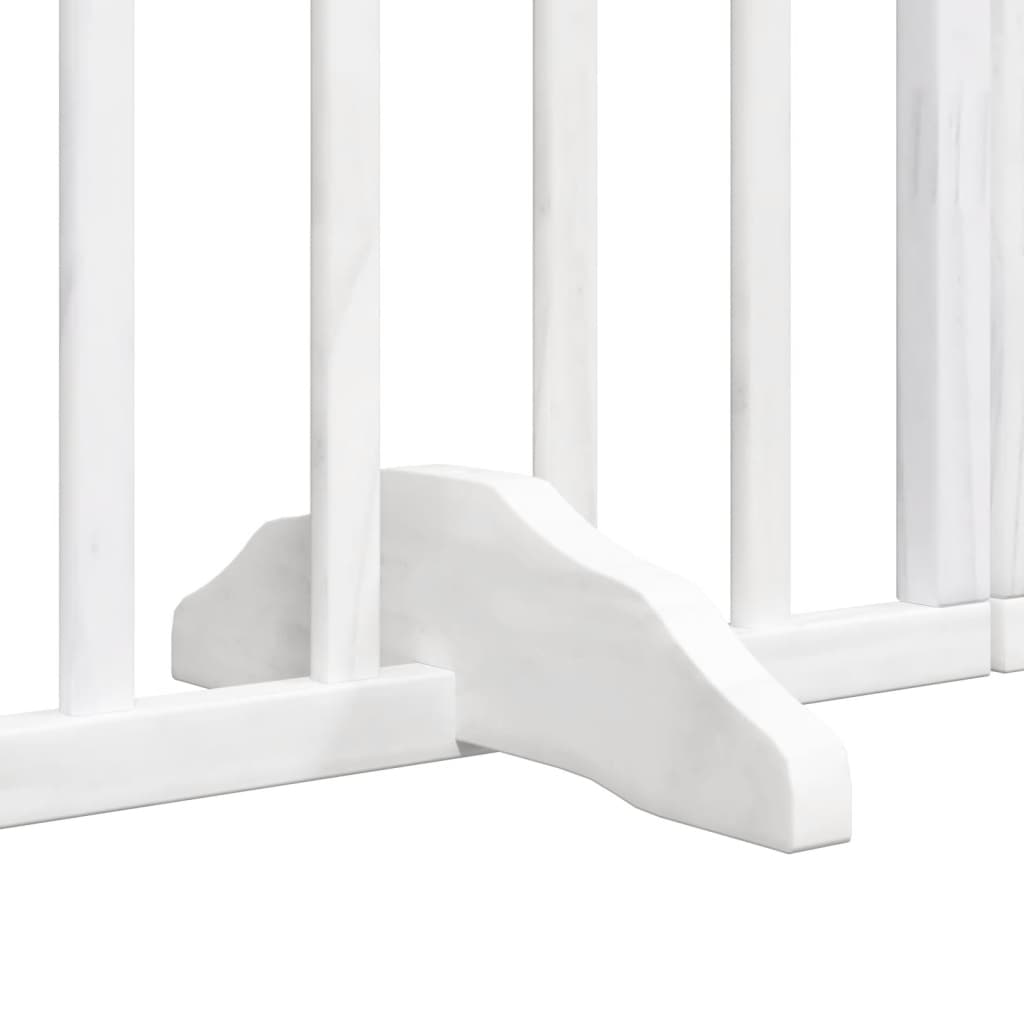 Dog Gate with Door Foldable 6 Panels White 300 cm Poplar Wood