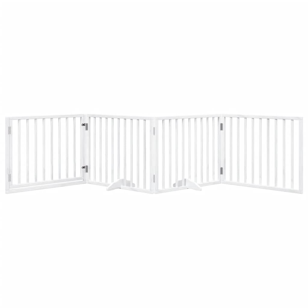 Dog Gate with Door Foldable 4 Panels White 320 cm Poplar Wood