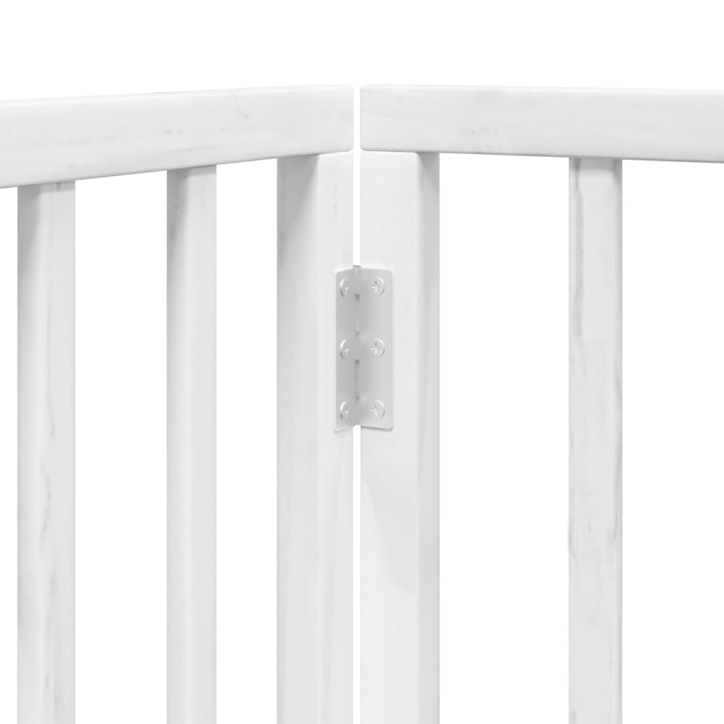 Dog Gate with Door Foldable 4 Panels White 320 cm Poplar Wood