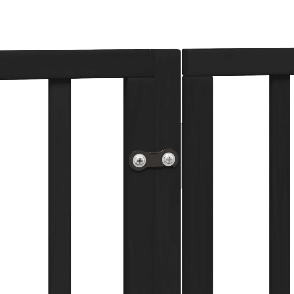 Dog Gate with Door Foldable 6 Panels Black 300 cm Poplar Wood