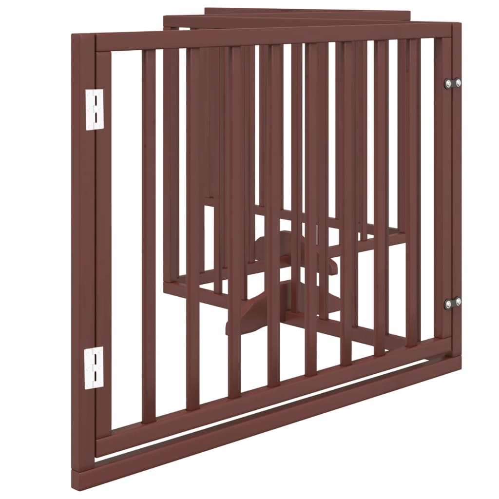 Dog Gate with Door Foldable 4 Panels Brown 320 cm Poplar Wood