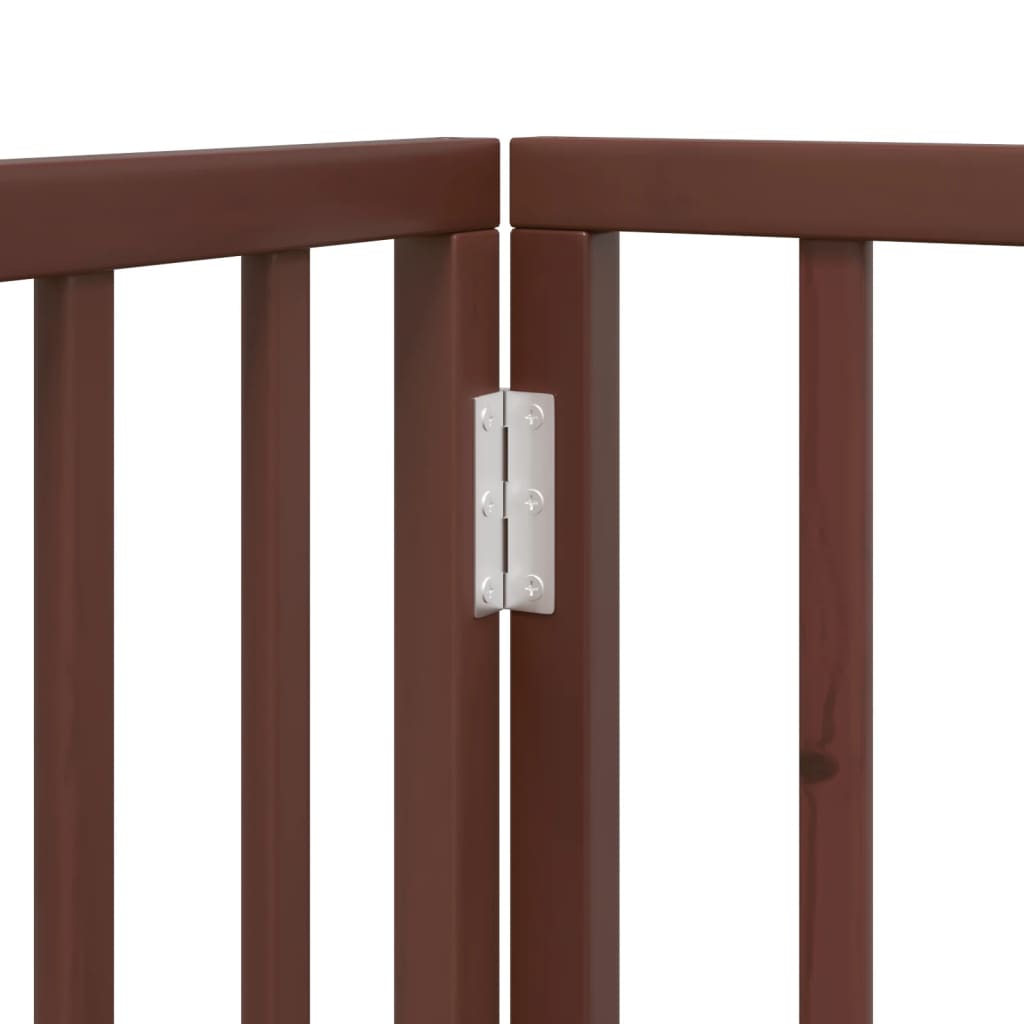 Dog Gate with Door Foldable 4 Panels Brown 320 cm Poplar Wood