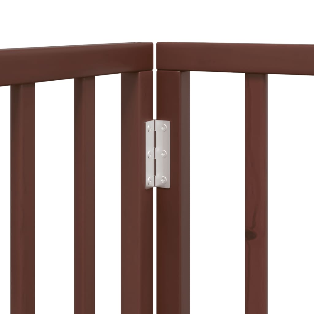 Dog Gate with Door Foldable 4 Panels Brown 320 cm Poplar Wood