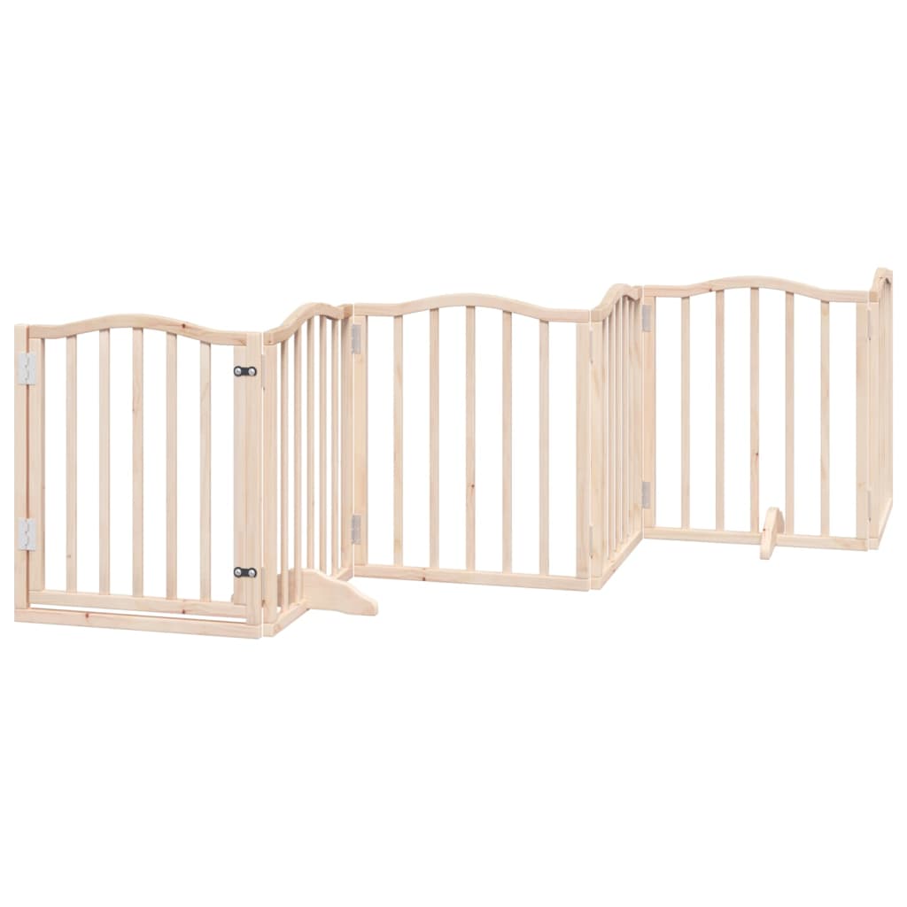Dog Gate with Door Foldable 6 Panels 300 cm Poplar Wood