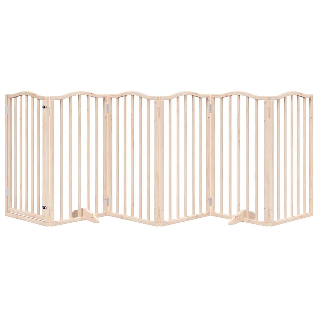 Dog Gate with Door Foldable 6 Panels 300 cm Poplar Wood