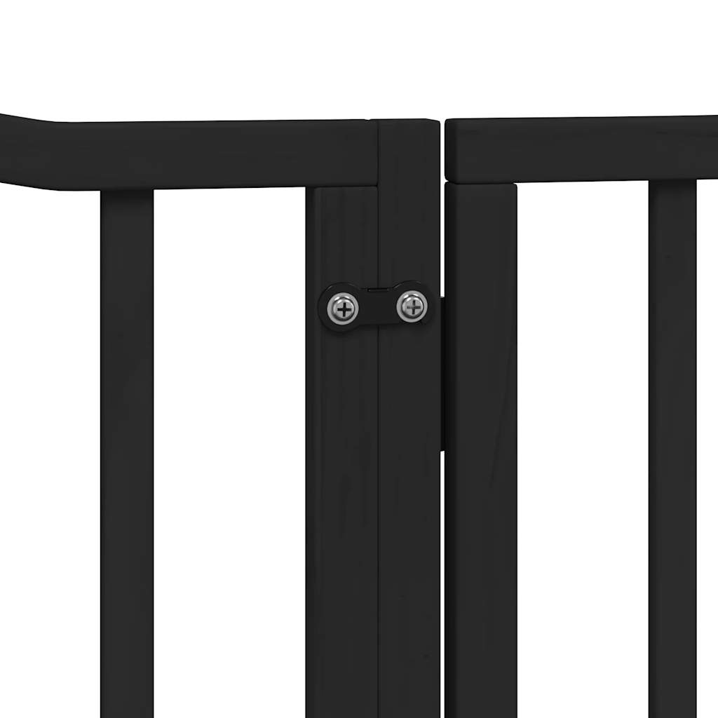 Dog Gate with Door Foldable 4 Panels Black 320 cm Poplar Wood
