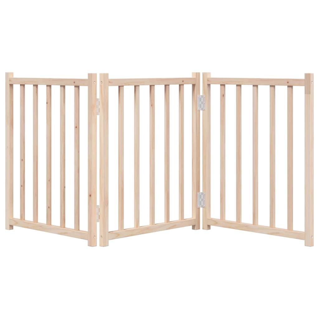 Dog Gate Foldable 3 Panels 150 cm Solid Wood Fir