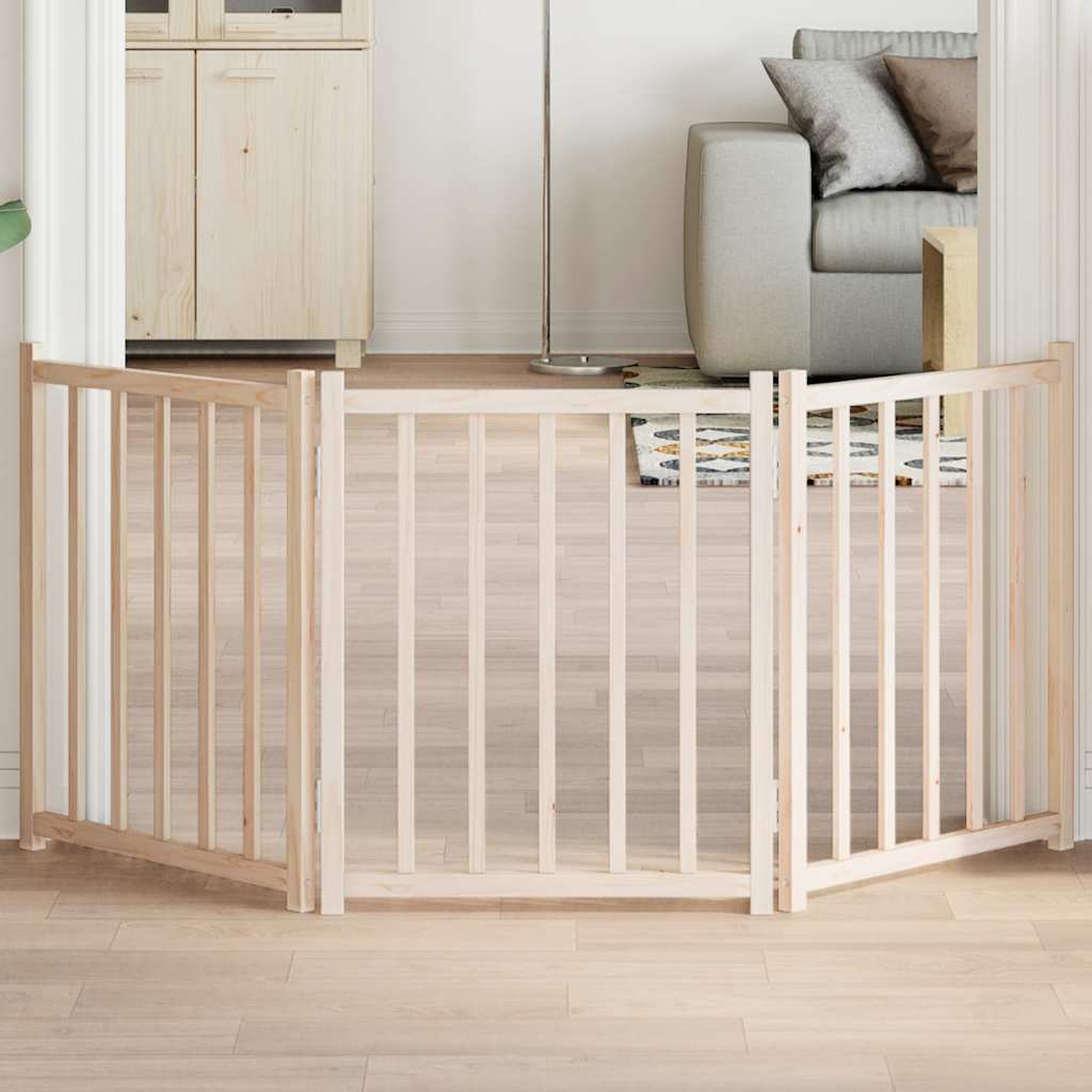 Dog Gate Foldable 3 Panels 150 cm Solid Wood Fir