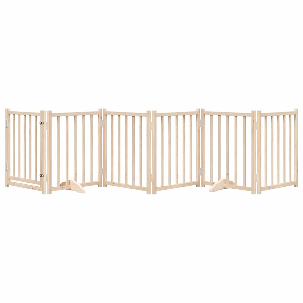 Dog Gate with Door Foldable 6 Panels 300 cm Solid Wood Fir