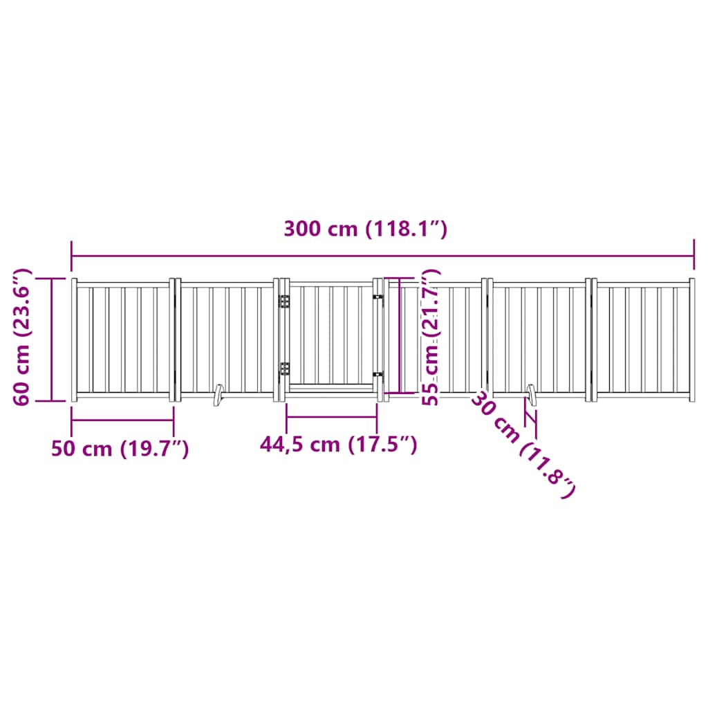 Dog Gate with Door Foldable 6 Panels 300 cm Solid Wood Fir