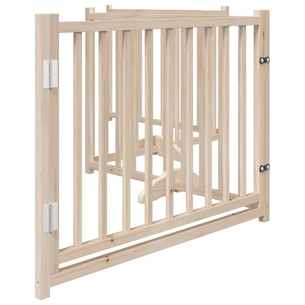 Dog Gate with Door Foldable 4 Panels 320 cm Solid Wood Fir