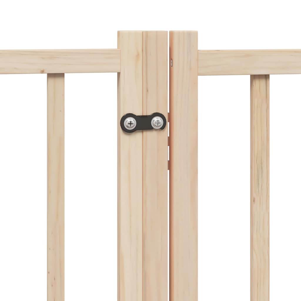 Dog Gate with Door Foldable 4 Panels 320 cm Solid Wood Fir