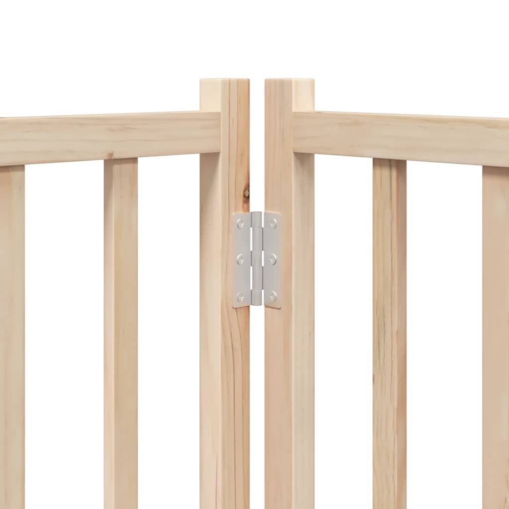 Dog Gate with Door Foldable 4 Panels 320 cm Solid Wood Fir