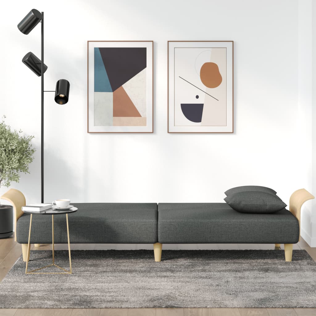 Sofa Bed with Armrests Dark Grey Fabric