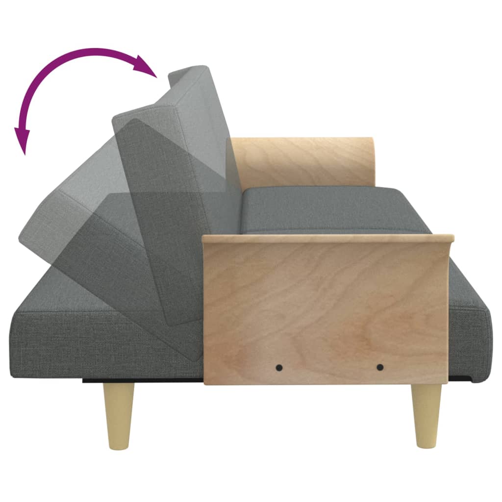 Sofa Bed with Armrests Dark Grey Fabric