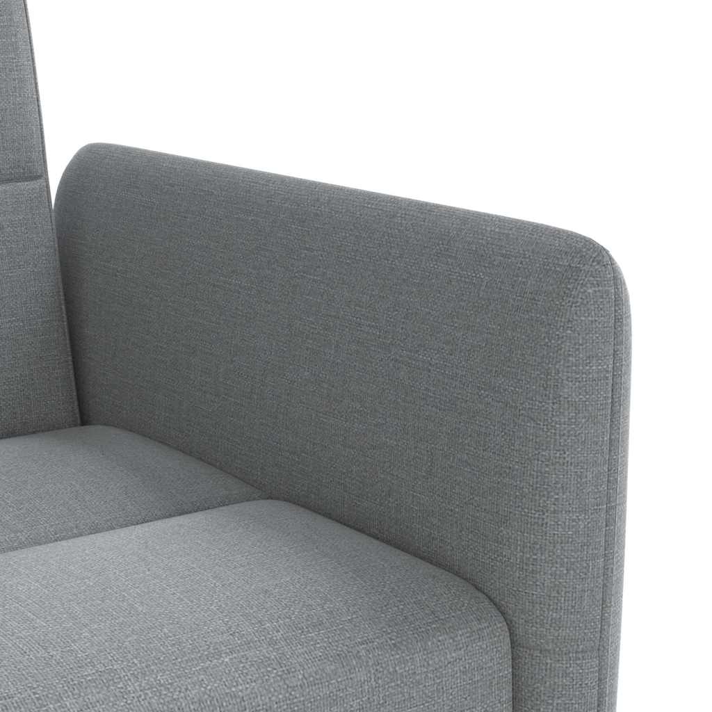 Sofa Bed with Cup Holders Light Grey Fabric