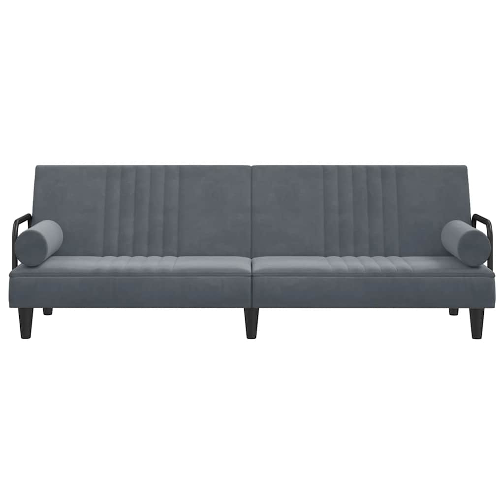 Sofa Bed with Armrests Dark Grey Velvet